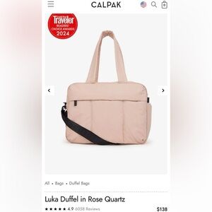 CALPAK Luka Duffel Bag in Rose Quartz